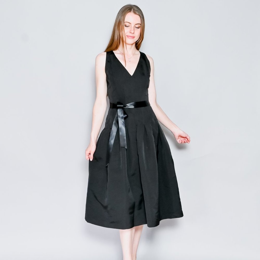 HEIDI WEISEL Vintage Black Silk Midi Dress sz 6